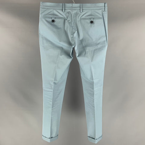 PRADA Size 34 Blue Solid Cotton Elastane Zip Fly Dress Pants