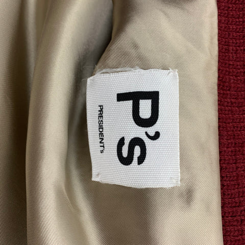 PRESIDENT's Size L Burgundy Olive Color Block Varsity Jacket