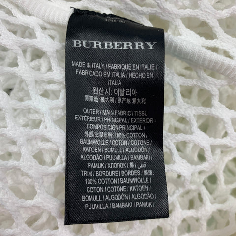 BURBERRY Size M White Mesh Cotton Tank Top