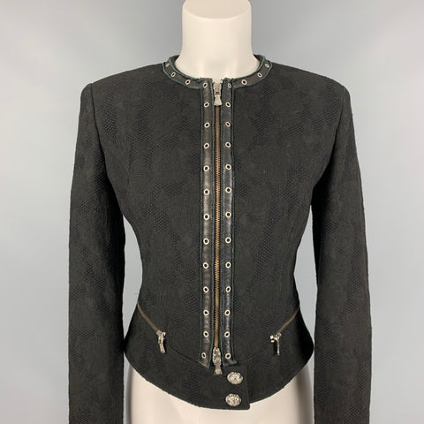 VERSACE JEANS COUTURE Size M Black Jacquard Zip Up Jacket
