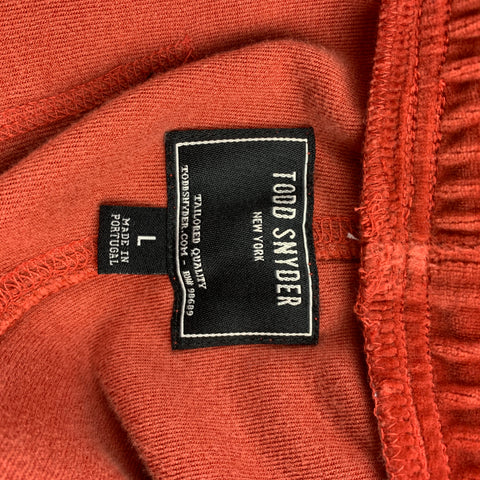 TODD SNYDER Size L Brick Velvet Cotton / Polyamide Drawstring Casual Pants