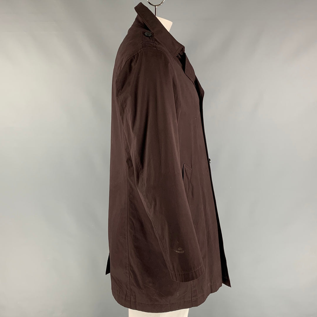 KENNETH COLE Size XL Burgundy Solid Polyester Trench Coat