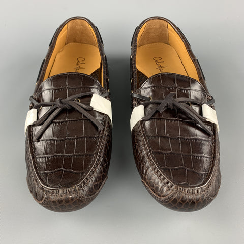 COLE HAAN Gunnison Size 9 Brown Embossed Leather Drivers Loafers