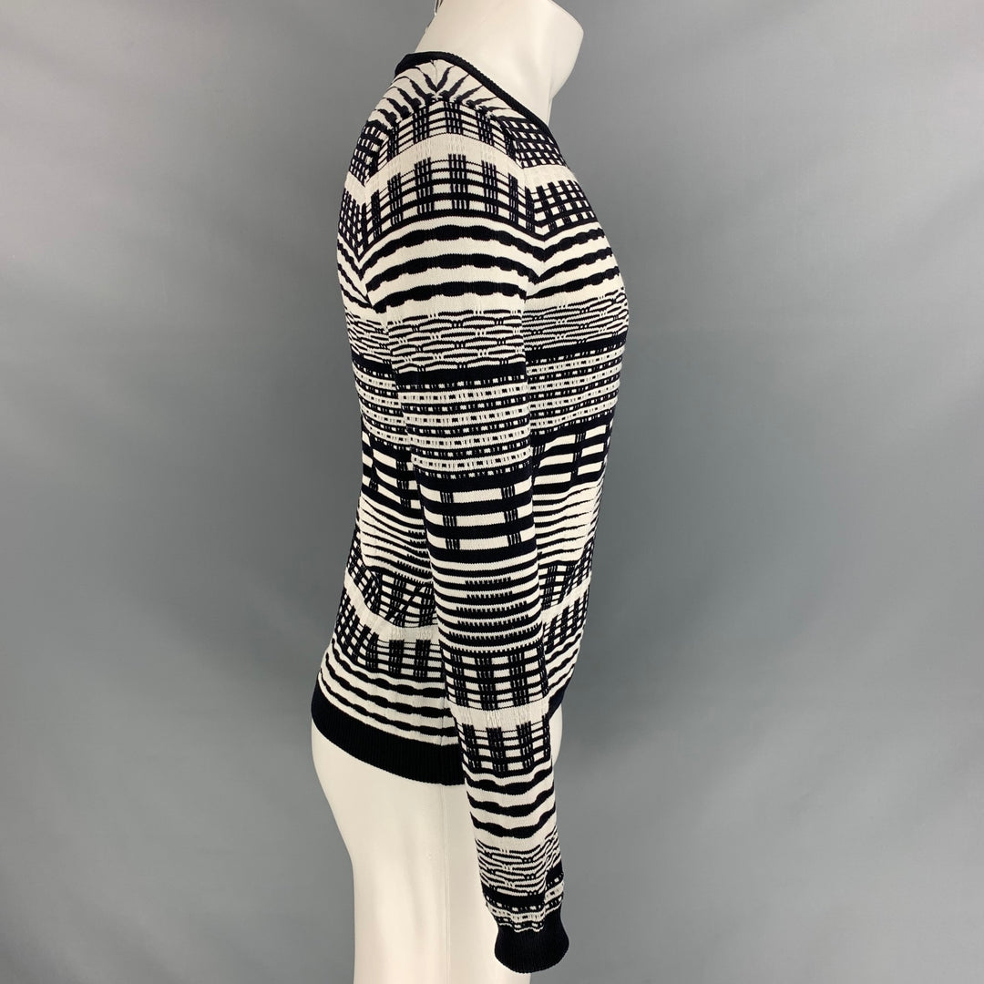 OPENING CEREMONY Size S Black & White Stripe Nylon Crew-Neck Pullover