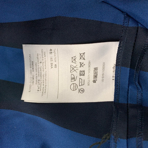 RED VALENTINO Taille 4 Haut habillé en polyester / soie à rayures bleu marine et noir