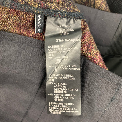THE KOOPLES Size 30 Burgundy Gold Paisley Linen Cotton Zip Fly Dress Pants