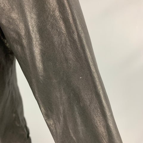 GIORGIO BRATO Chaqueta con cremallera de cuero negro talla 6 (exterior)