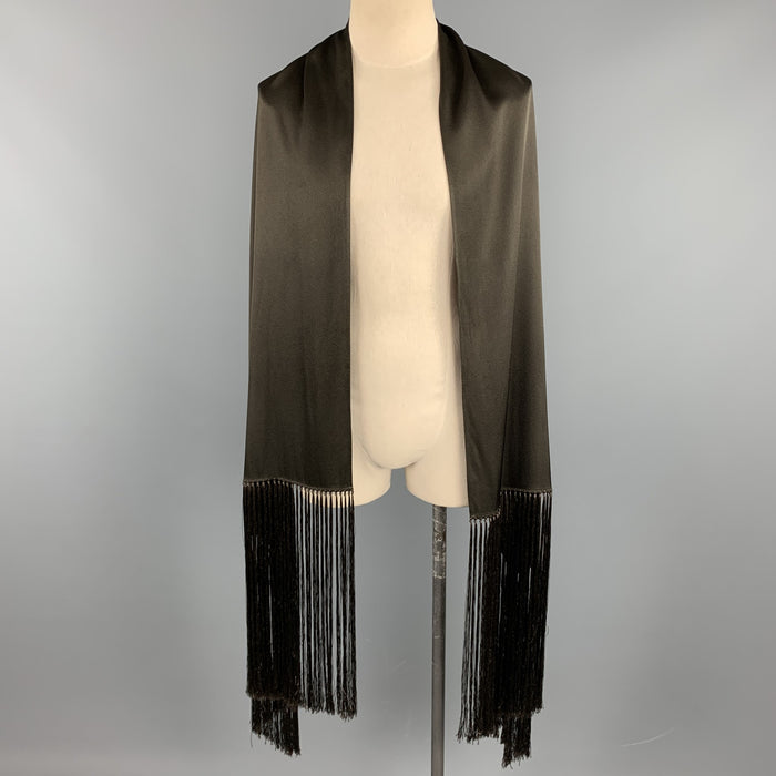 JOHN GALLIANO Solid Brown Fringe Scarf