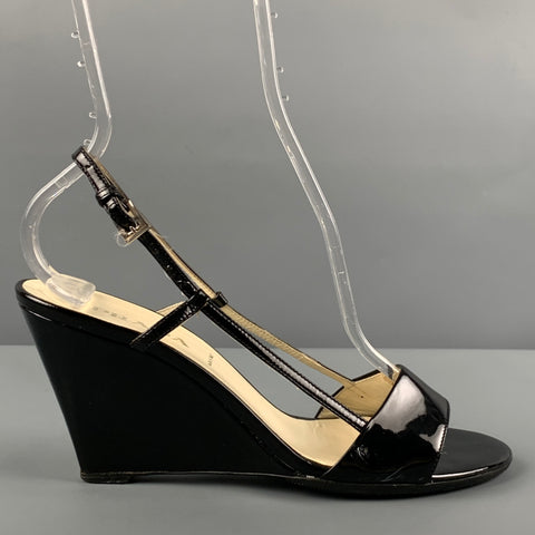 PRADA Talla 6.5 Cuñas sin talón de charol negro