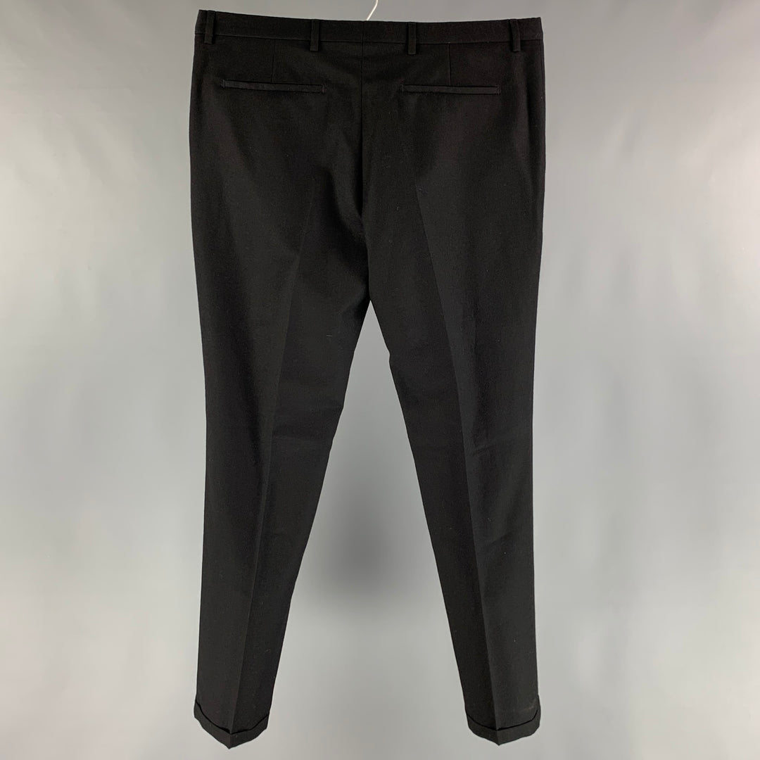 BURBERRY LONDON Taille 36 Pantalon habillé à revers en laine vierge noire