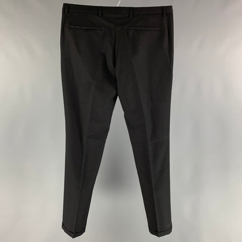 BURBERRY LONDON Size 36 Black Virgin Wool Cuffed Dress Pants