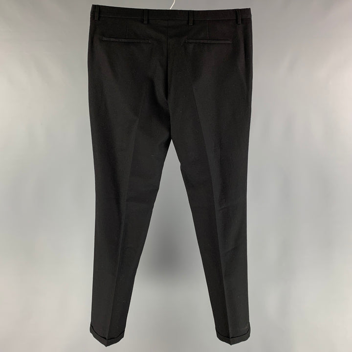 BURBERRY LONDON Taille 36 Pantalon habillé à revers en laine vierge noire