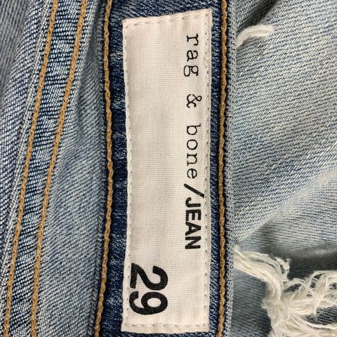 RAG & BONE Size 29 Blue Denim Distressed Zip Fly Jeans