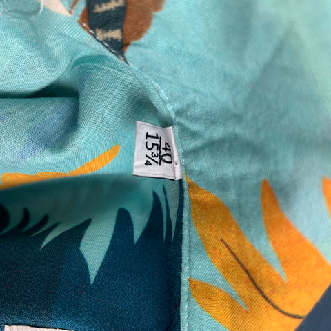 VALENTINO Camisa Manga Corta Algodón Hawaiana Azul Verde Talla M