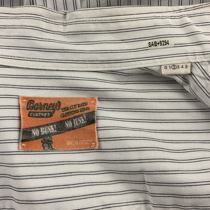 BARNEY'S x BAND OF OUTSIDERS Camisa de manga larga de algodón con rayas blancas y negras Talla M