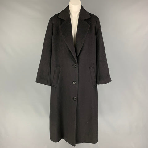 F Size S Black Wool Polyester Single Breasted Coat