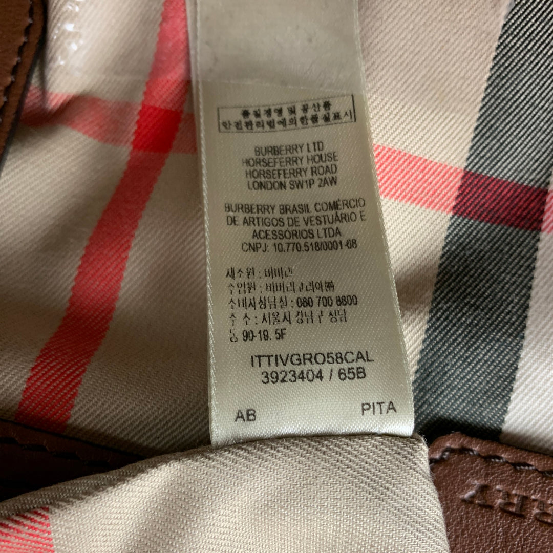 BURBERRY Tan Solid Leather Briefcase Bags