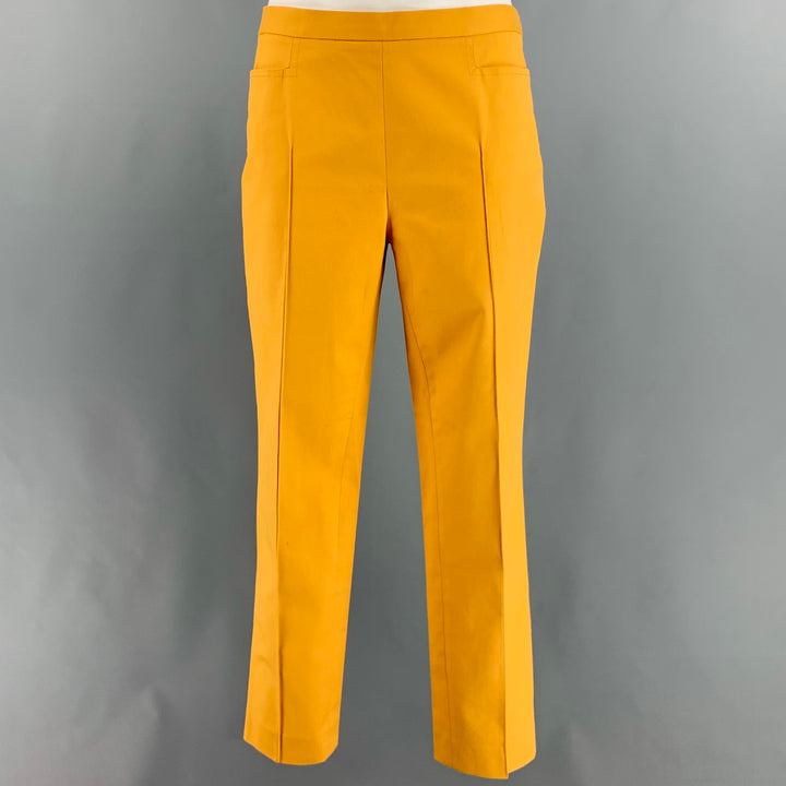 AKRIS Pantalones de vestir con cremallera lateral de elastano y algodón amarillo talla 8