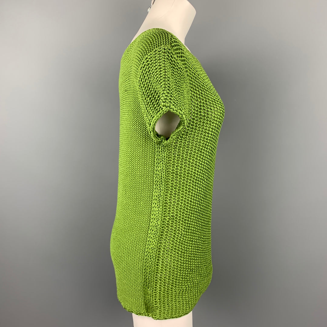 TORY BURCH Jersey de manga corta de algodón de punto verde talla S