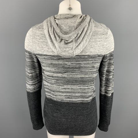 VINCE Size S Grey Color Block Cotton Blend Hoodie Pullover