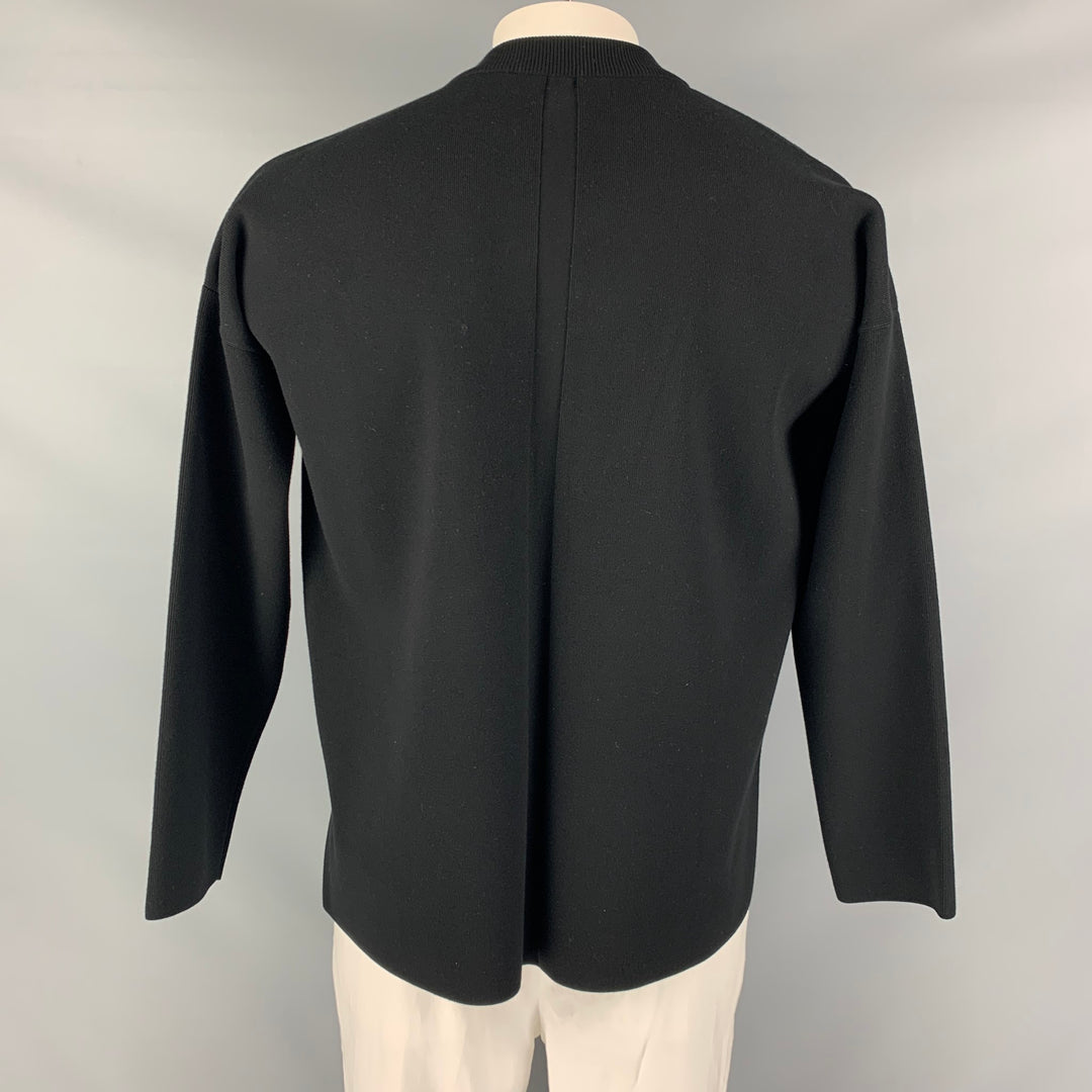 PROENZA SCHOULER Size L Black Cut Outs Rayon  Polyester Fringed Pullover