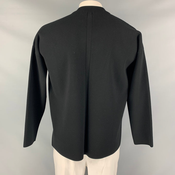 PROENZA SCHOULER Size L Black Cut Outs Rayon  Polyester Fringed Pullover