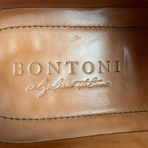 BONTONI Size 10 Tan Perforated Leather Wingtip Lace Up Libertino Shoes