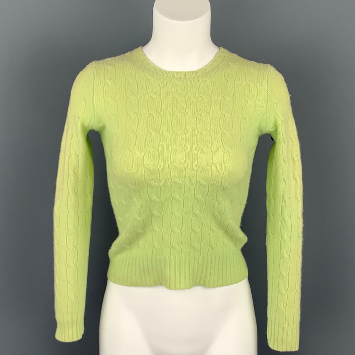 RALPH LAUREN Black Label Size S Chartreuse Knitted Cashmere Slim Fit Sweater