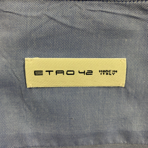 ETRO Size 42 Blue Cotton Button Down Long Sleeve Shirt
