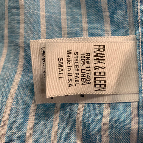 FRANK & EILEEN Size S Blue & White Stripe Linen Button Up Long Sleeve Shirt