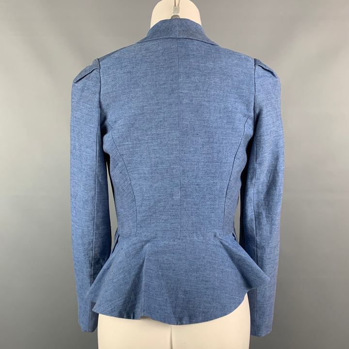 VIVIENNE WESTWOOD ANGLOMANIA Size 4 Blue Linen Blend Wide Collar Jacket