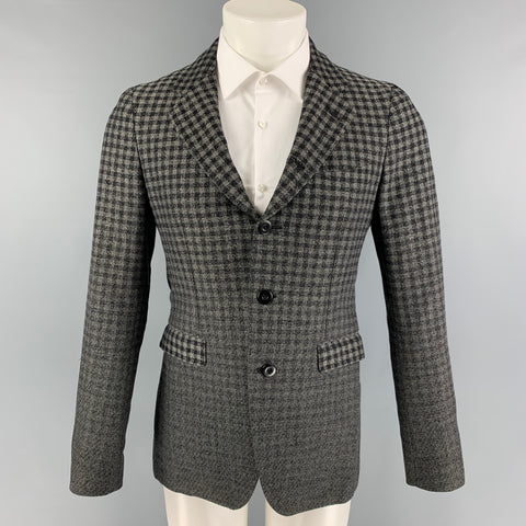 L'ECLAIREUR Size 38 Gray Black Checkered Cotton Wool Sport Coat