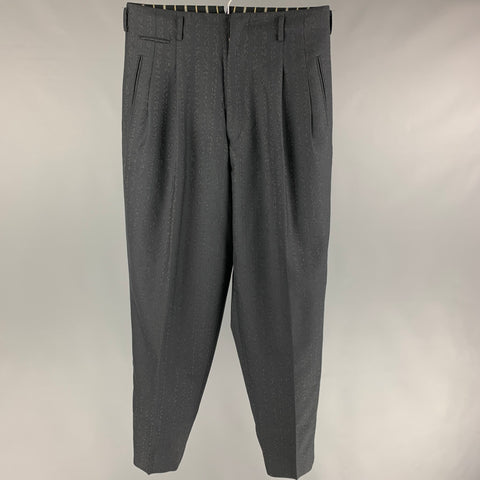 Vintage MATSUDA Size M Black Wool Pleated Dress Pants