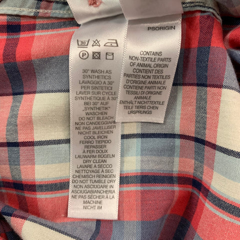 PAUL SMITH Size M White Red Blue Plaid Cotton Blend Long Sleeve Shirt