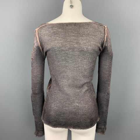 AVANT TOI Size S Grey & Purple Knitted Cashmere Scoop Neck Pullover