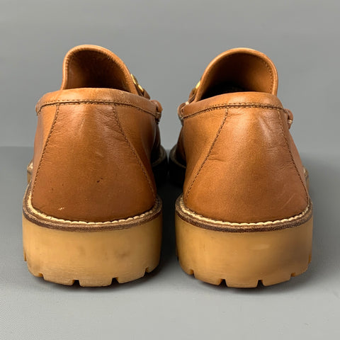 GUCCI Size 8.5 Tan Leather Horsebit Slip On Loafers