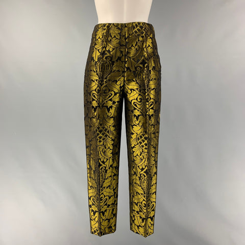 CROLLA Size M Olive Black Jacquard Pleated Dress Pants