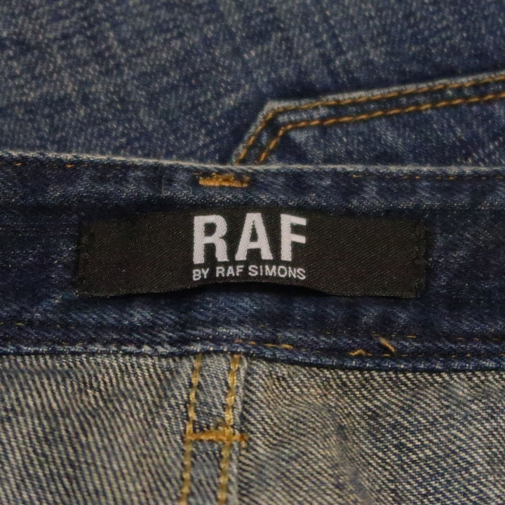 RAF by RAF SIMONS Size 34 Indigo Distressed Denim Button Fly Jeans