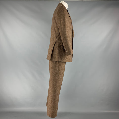 POLO by RALPH LAUREN Size 40 Brown Cream Nailhead Single breasted Suit