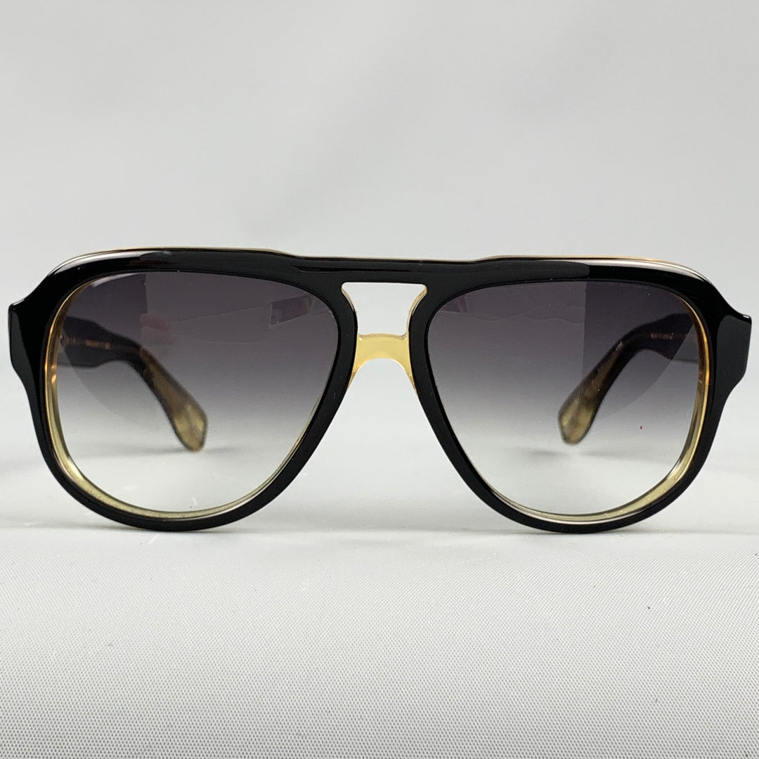 DITA Black Acetate Drop Sunglasses