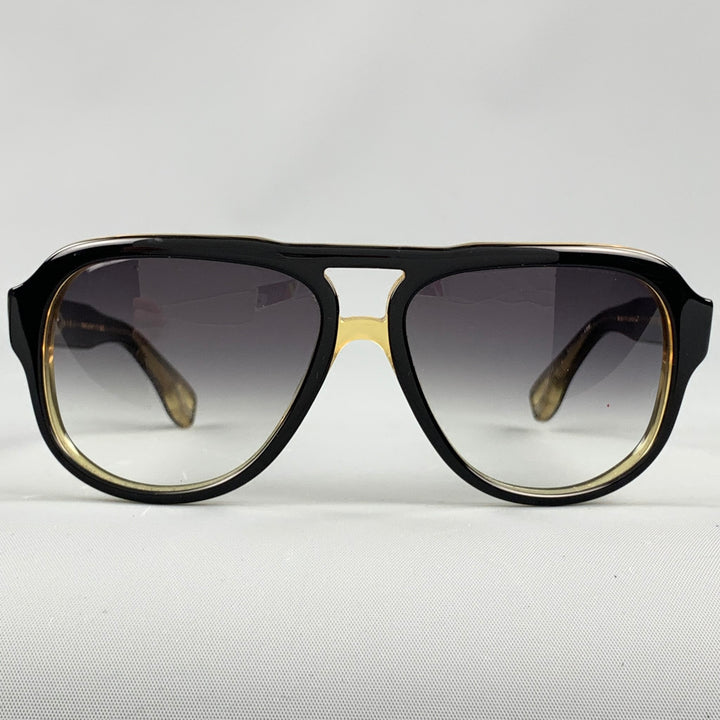 DITA Black Acetate Drop Sunglasses