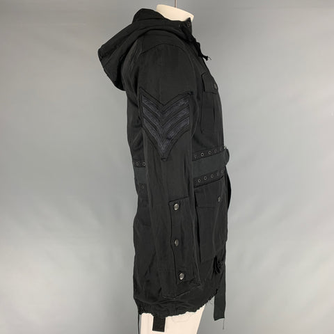 CHRISTIAN DADA Chest Size 34 Size 34 Black Rayon Blend Hooded Coat