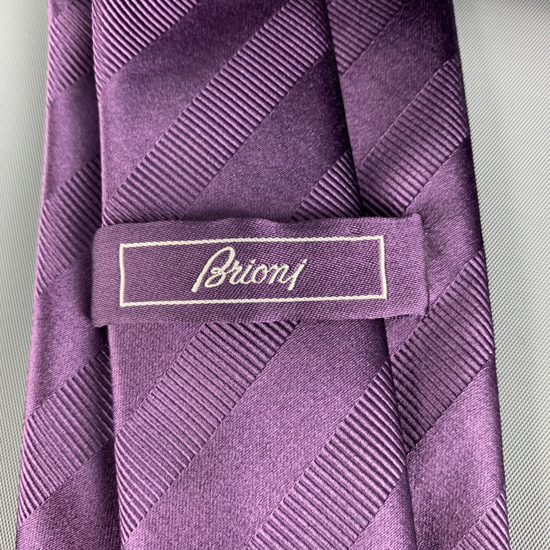 BRIONI Purple Textured Silk Cotton Neck Tie