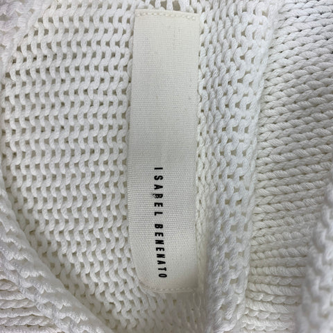 ISABEL BENENATO SS 18  Size L White Knitted Cotton / Polyester Crew-Neck Pullover