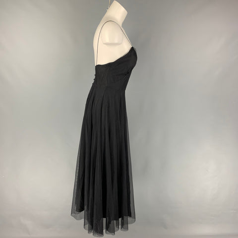 CHLOE Size 4 Blush Black Silk Pleated Spaghetti Straps Long Dress Set
