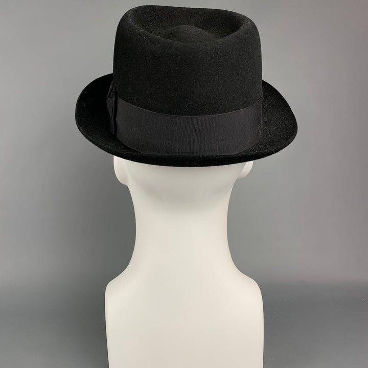 BILTMORE Size 7.5 Black Felt Porkpie Hat