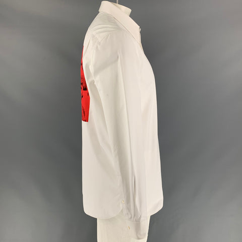 CALVIN KLEIN 205W39NYC Size L White Andy Warhol Print Cotton Button Up Long Sleeve Shirt
