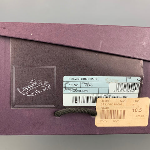 PRADA Size 10.5 Black Leather Drivers Lace Up Shoes
