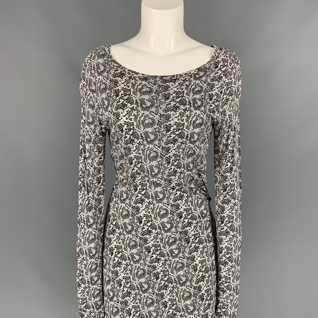 THAKOON Size M Grey & White Snake Skin Print Jersey Dress