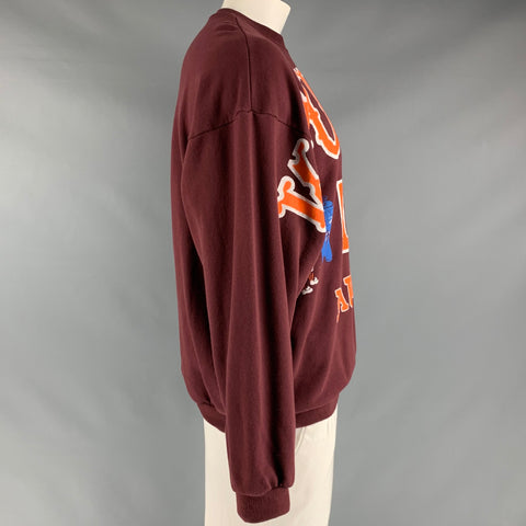 KAPITAL Size XXL Brown Multi-Color Graphic Cotton Oversized Sweatshirt